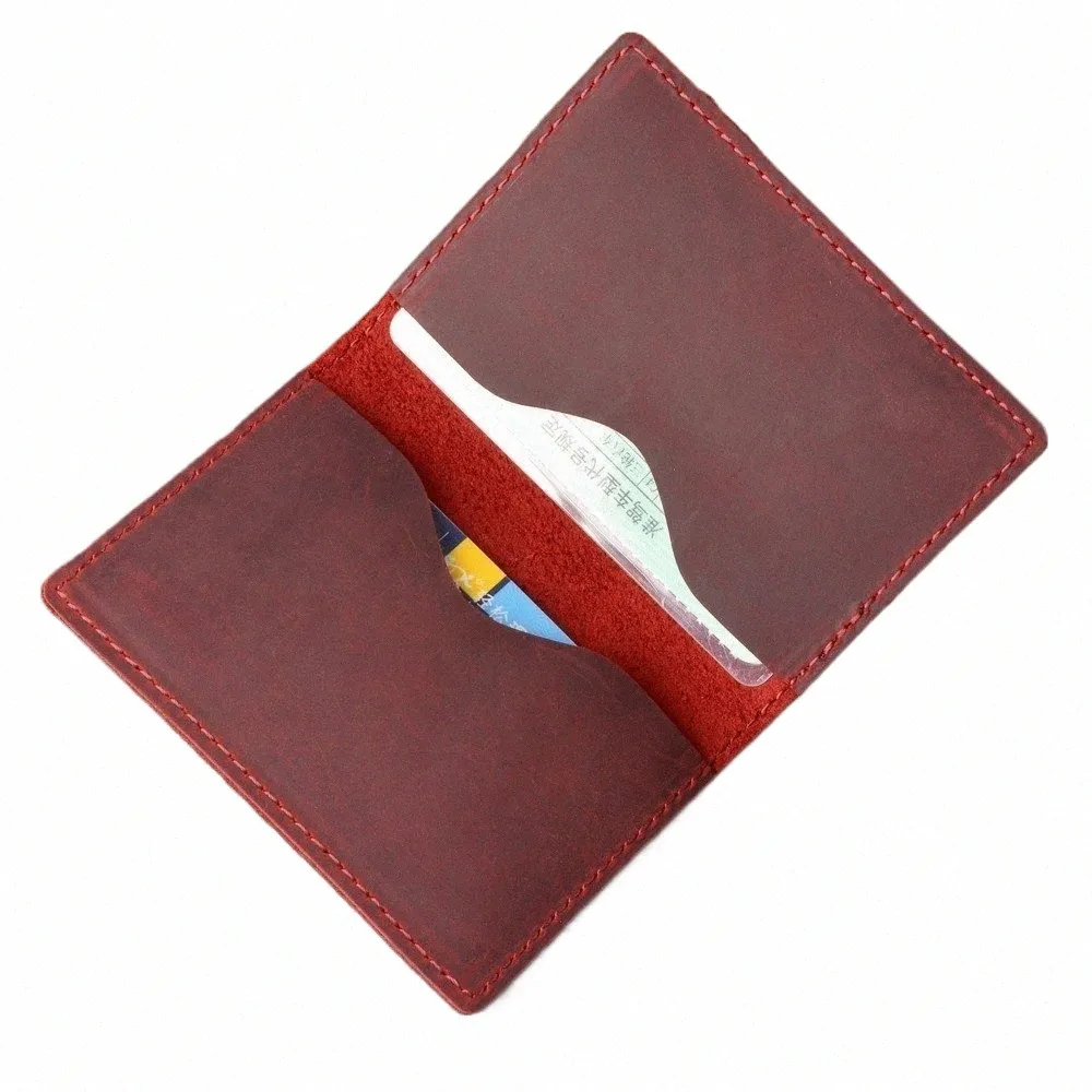 Titulaire de la carte d'identité de crédit pour hommes en cuir de vachette rustique personnalisé Busin unisexe portefeuille porte-carte de poche en gros b77L #