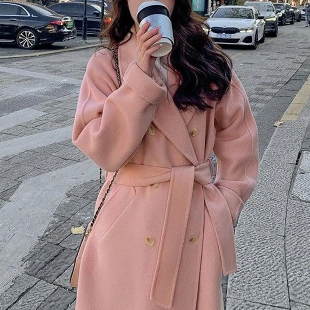 Manteau D'hiver Femme Avec Ceinture Et Capuche - Trench En Laine Mixte Double Boutonnage - Chaud, Chic Et Polyvalent
