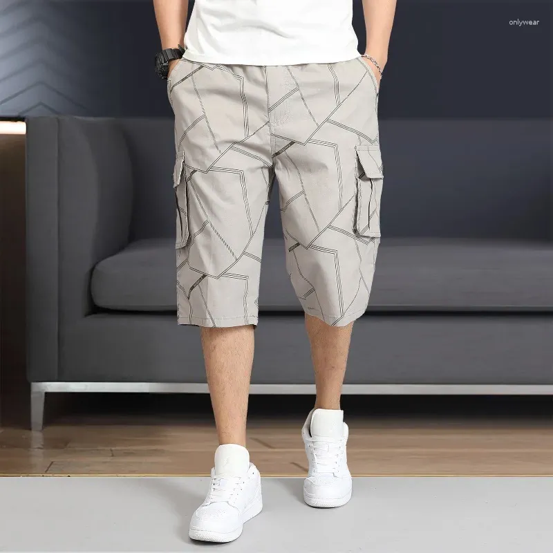 Herren Shorts Sommer Kordelzug Geometrisch Bedruckt Elastisch Hohe Taille Taschen Für Lässige Sport Lose Hosen Mode Vintage