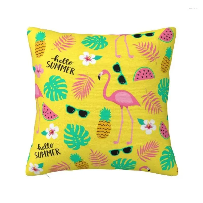 Kudde nordiska flamingos lämnar soffa täcker polyester tropiskt ananasmönster fodral