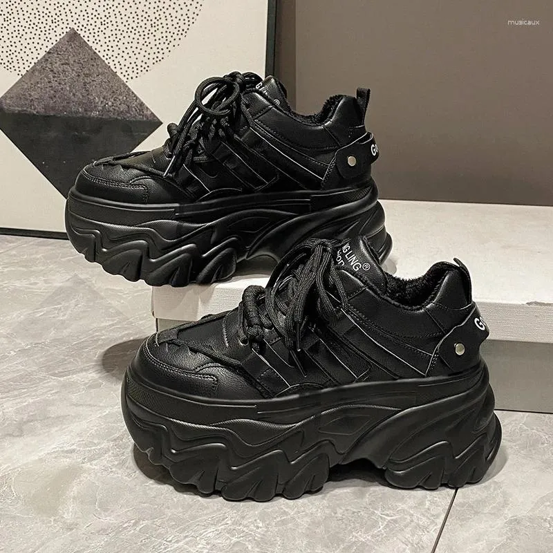 Casual Shoes: Women's Chunky Sneakers, Black and White Platform Tennis  Shoes, CM Fashion, Thick Bottom, Breathable Sports Dad Shoes