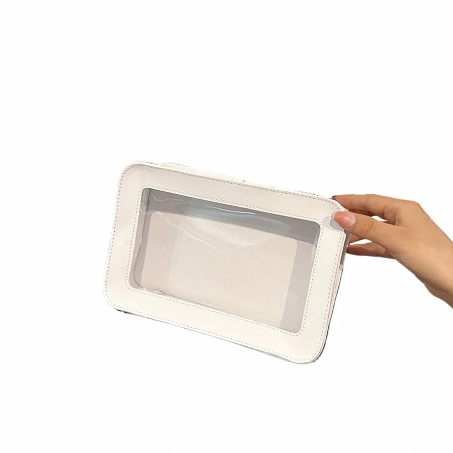 Simple Fi Sac cosmétique transparent Sac de rangement de maquillage de grande capacité Sac de toilette portable Sac à main pour WomenWhite A8cU #