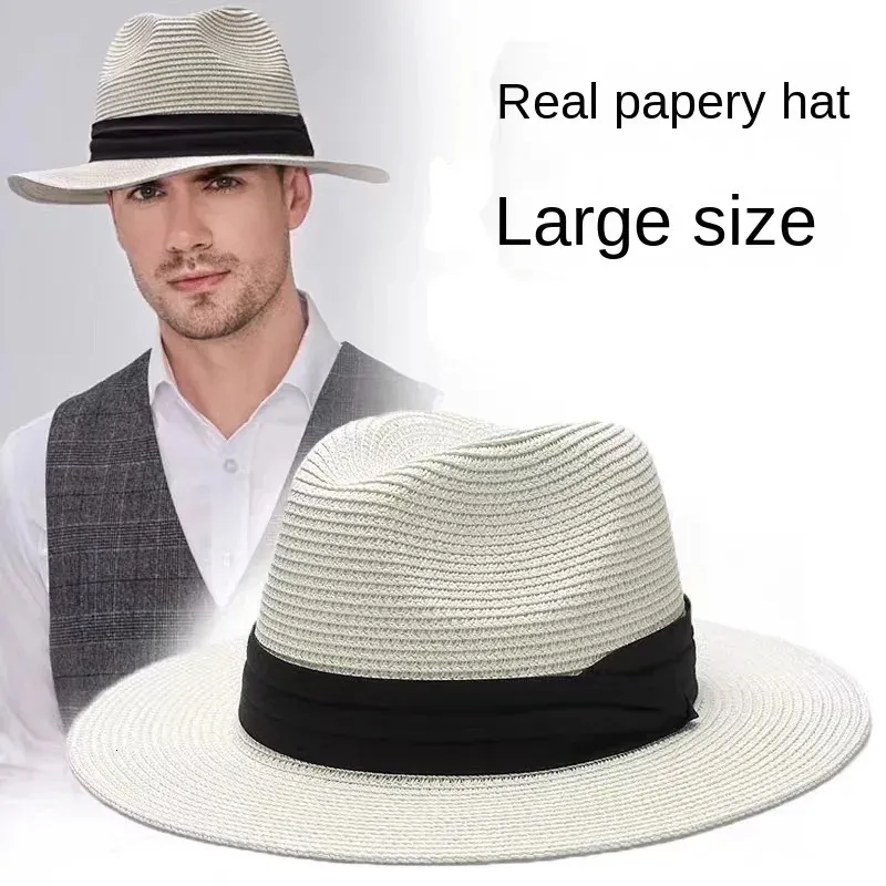 Мужская складная соломенная шляпа с большой головой, панама, летняя уличная ковбойская шляпа от солнца для песчаного пляжа, мужская шляпа от солнца больших размеров, Fedora 57 см, 60 см, 64 см 240320