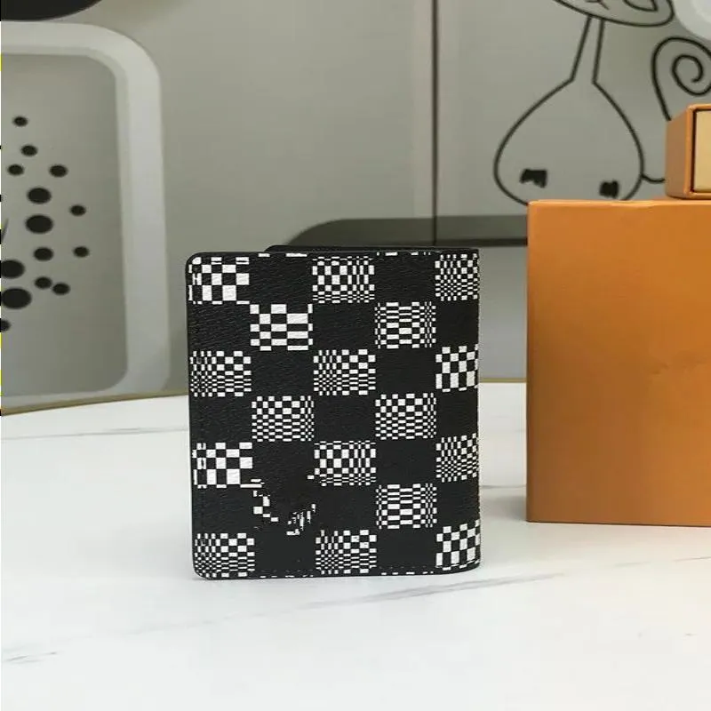 Designer sacos homens múltiplos carteira clássica marca mosaico grade titulares de cartão preto e branco checkerboard modelado carteira curta sutiã de luxo mvxf