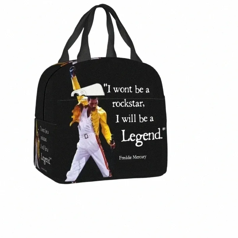 Queen Rock Quotes Saco de Almoço Isolado para Mulheres Portátil Cooler Térmico Freddie Mercury Lunch Box Beach Cam Travel Food Bags t16L #