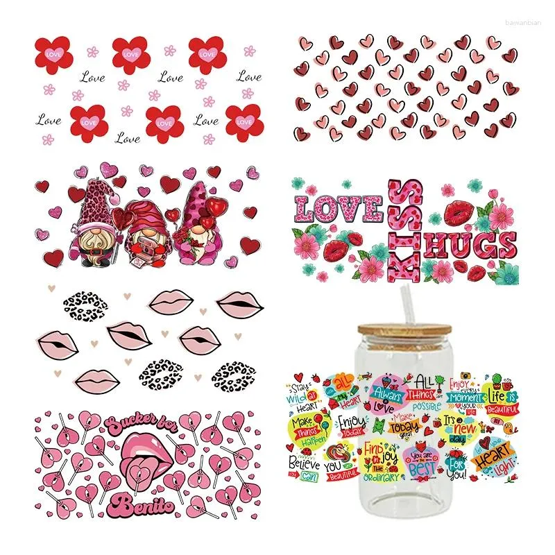 Window Stickers Happy Valentine 'Day Love Me You Daily UV DTF Transfer Wraps For Glass Cup 16oz Libbey Can D8380