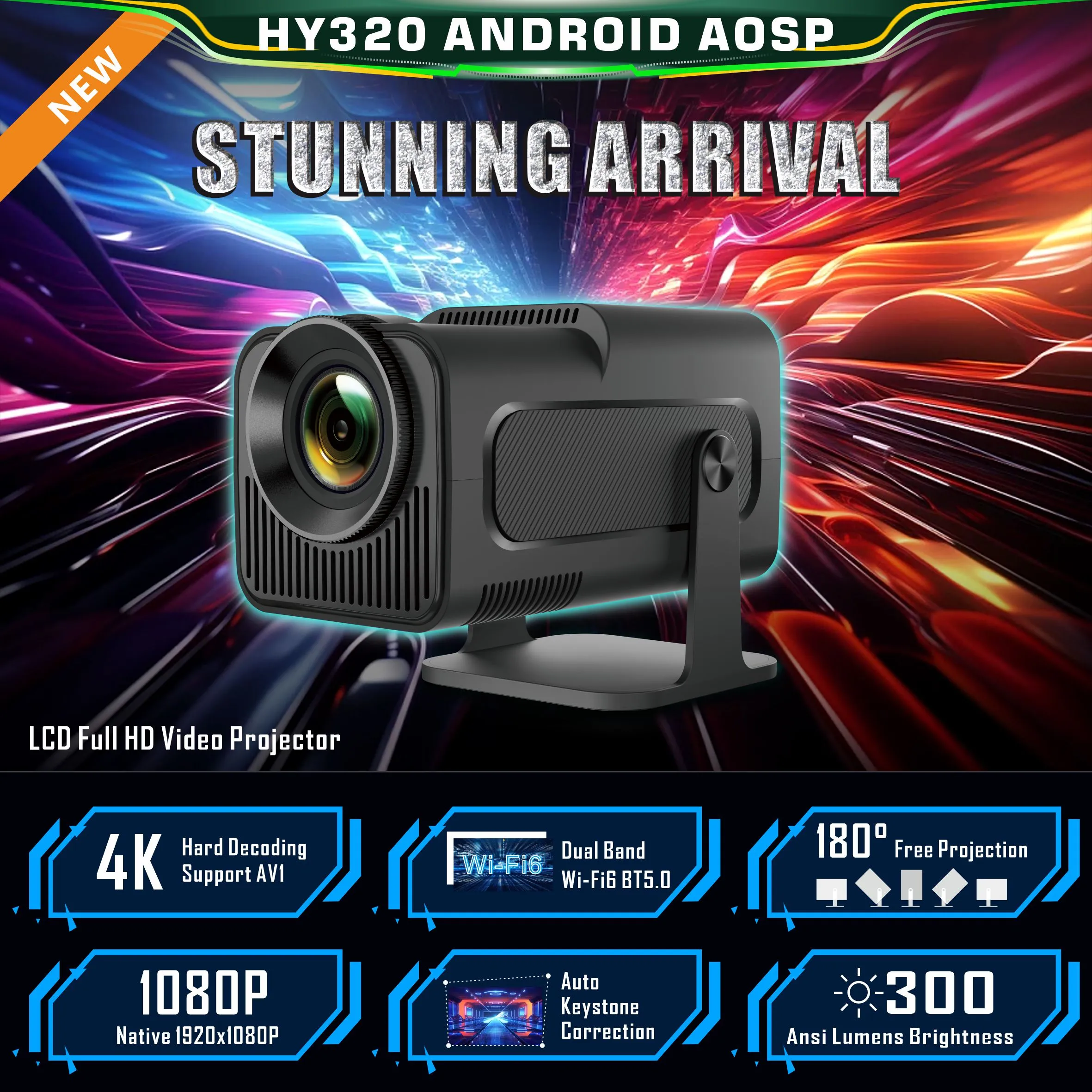 Smart Projectors, Native Full HD Projector Portable LED Projector 1080P ...