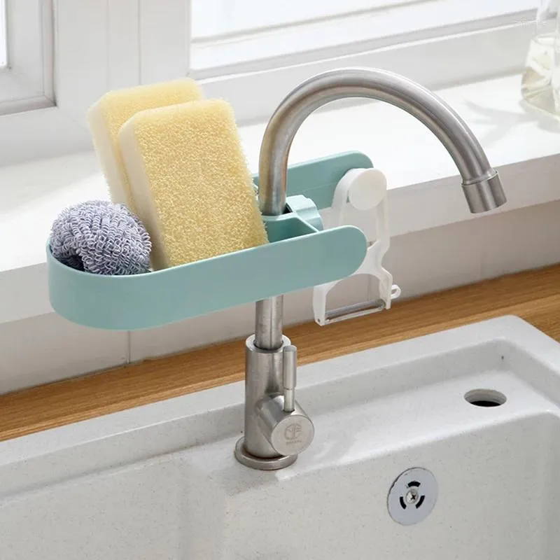Kitchen Storage Faucet Racks Adjustable Sink Rag Sponge Draining Rack Bathroom Soap Holders Shelves Organizer