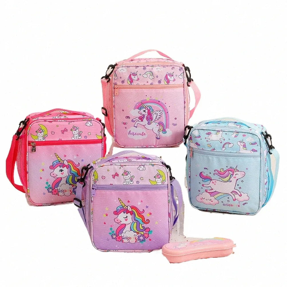 Neue Student Carto Mittagessen Tasche für Ong Schule Kinder Einhorn Crossbody Bento Tasche Nette Mädchen Mahlzeit Tasche Lunch Box für Frauen L2GX #