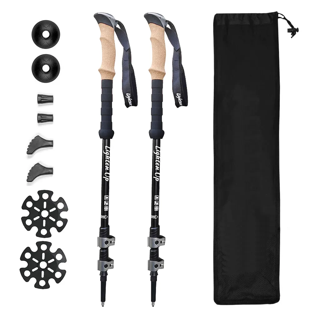 2pcs/lot Walking Stick Trekking Poles Lightweight Shock-Absorbent Cane Defense Stick 4 Season/All Hiking Accessories ,Carry Bag