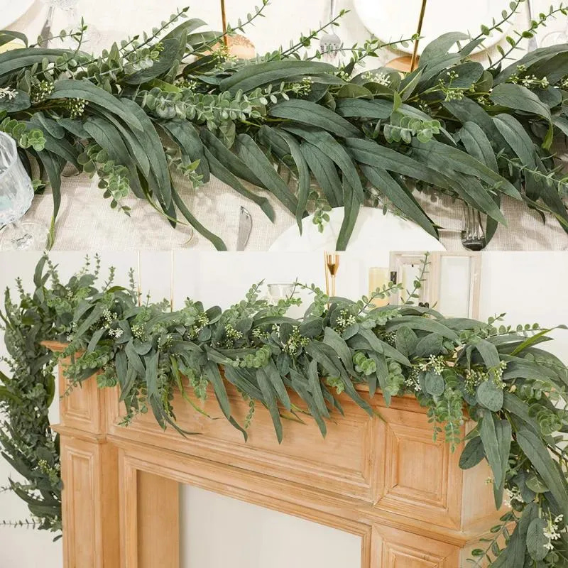 Dekorativa blommor Party Joy 2.7m Artificial Eucalypt Garland Greenery Fake Vine Hanging Plants For Wedding Home Office Garden Decoration