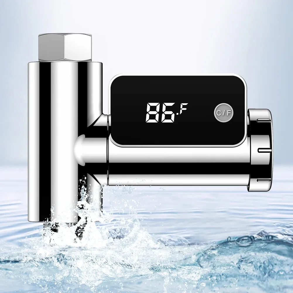 Gauges Faucet Shower Thermometer 360° Rotating Electronic Water Thermometer LED Digital Shower Temperature Tester for Bathroom Kitchen