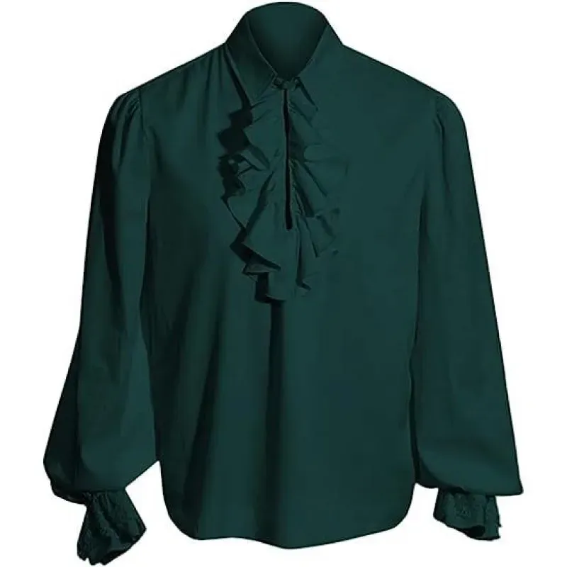 Black Ruffle Collar Boy's Pirate Shirt Viking Victorian Halloween ...