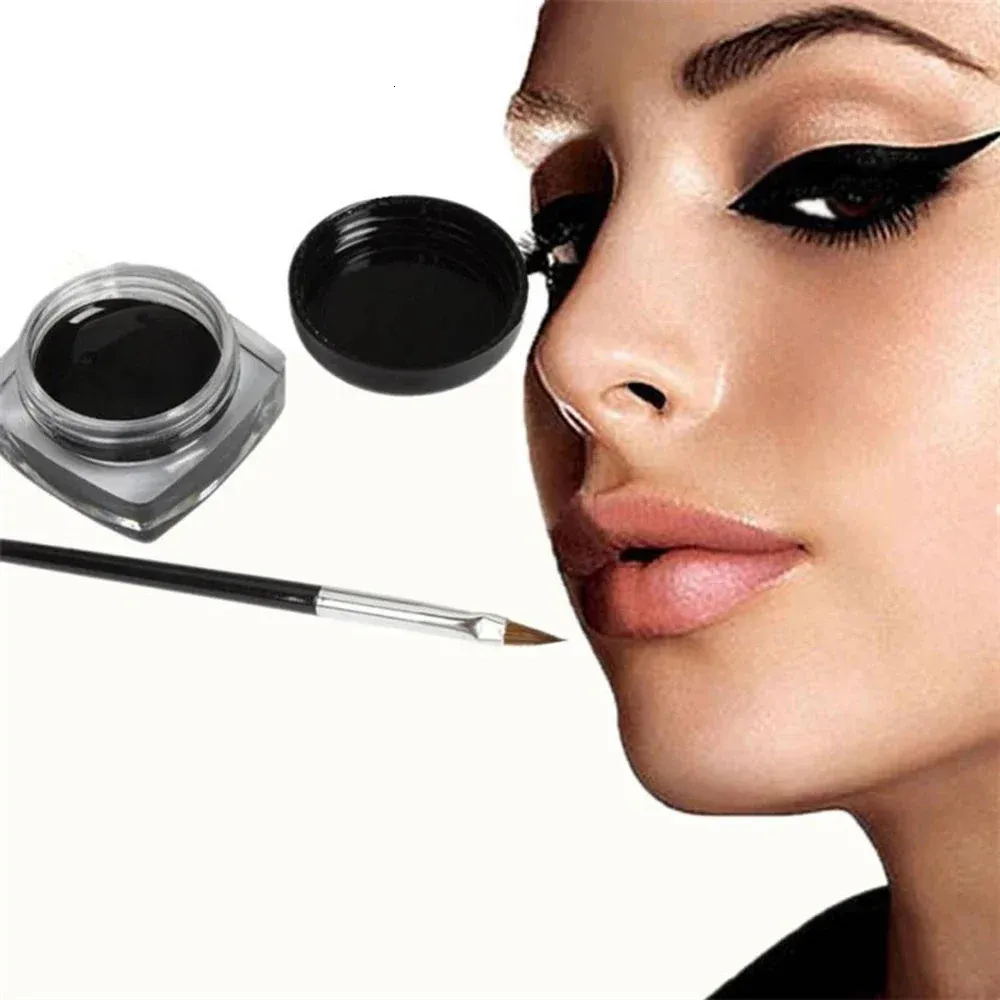 Crema per eyeliner con etichetta privata Pennello per nastro adesivo personalizzato Impermeabile Nero a lunga durata Facile da rimuovere Pigmento Eyeliner Trucco Bellezza 240327