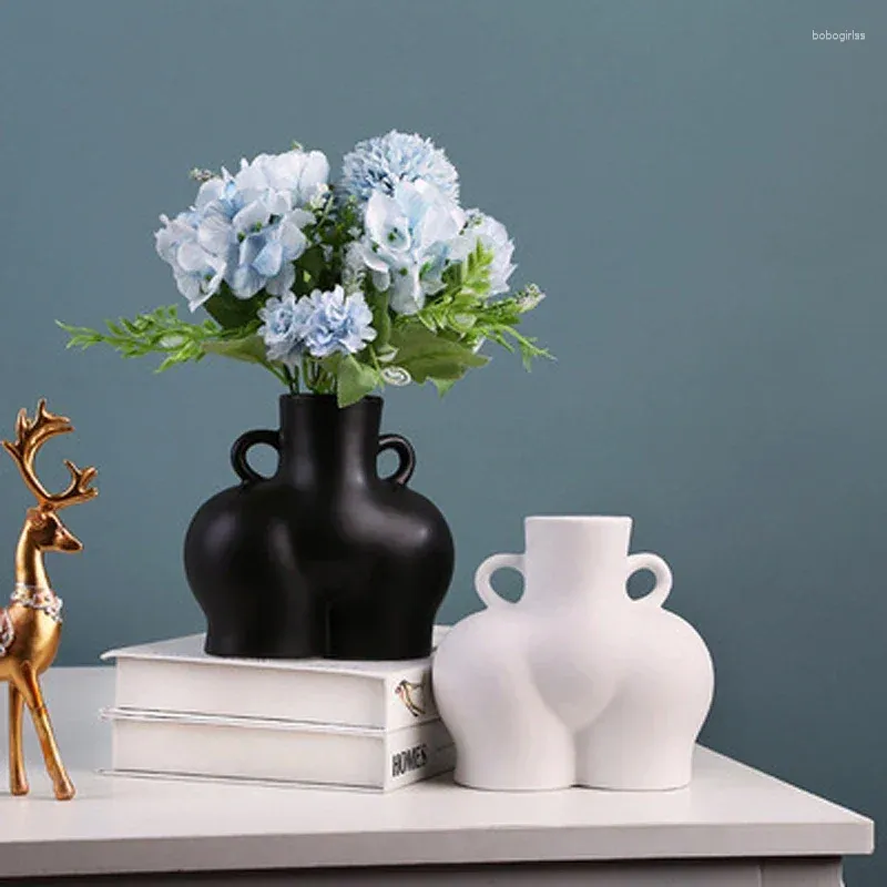 Vases Vase en céramique Figurines abstraites Décoration de la salle Body Art Sculpture Artificielle Pot de fleur Bureau Artisanat Ornement Moderne Décor à la maison