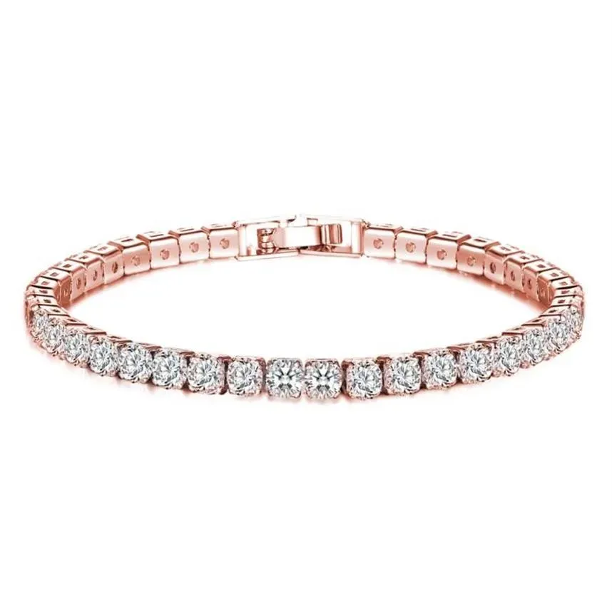 Bangle One Row drei Reihen voller Diamant -Zirkon -Armbänder Kristall von Swarovskis Fashion Ladies Bracelet Geschenke Weihnachten Bangle223c