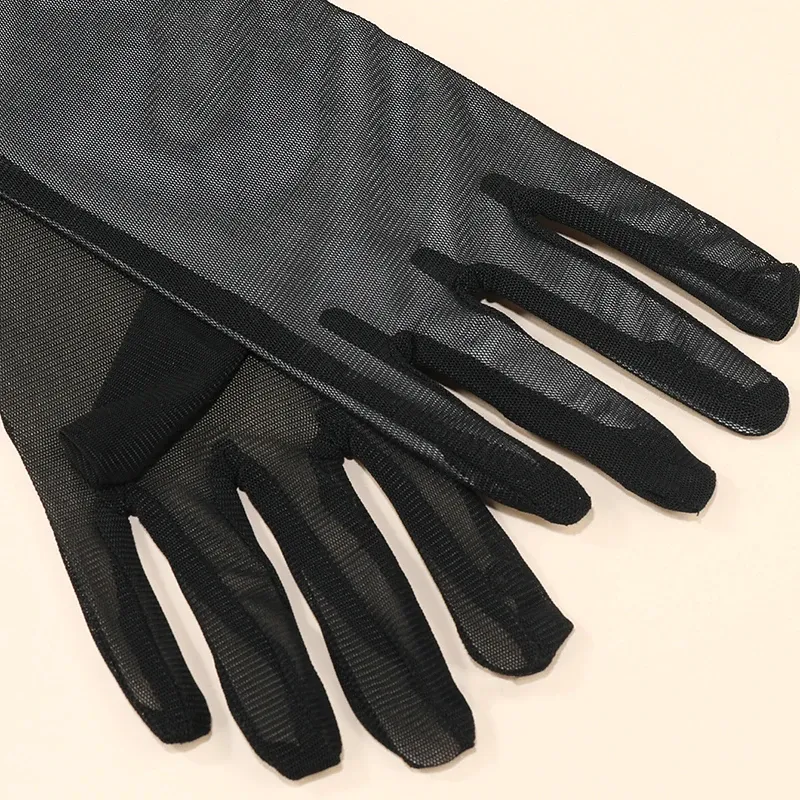 Liitata 1 paar lange tule handschoenen pure handschoenen ellebooglengte opera fest handschoenen bruiloft bruidshandschoenen voor bruiloft Halloween nachtclub prom - zwart, Zwart, Eén maat