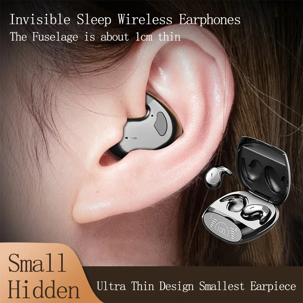 Écouteurs Version anglaise sommeil écouteurs invisibles mini minuscules écouteurs suppression du bruit véritable écouteur stéréo auriculaire Bluetooth sans fil