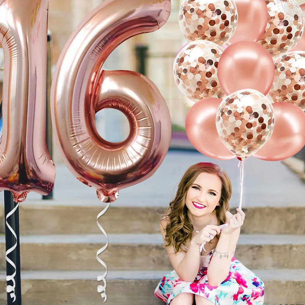 40inch Rose Gold Foil 37 Helium Jumbo Digital Number Balloons, 37th