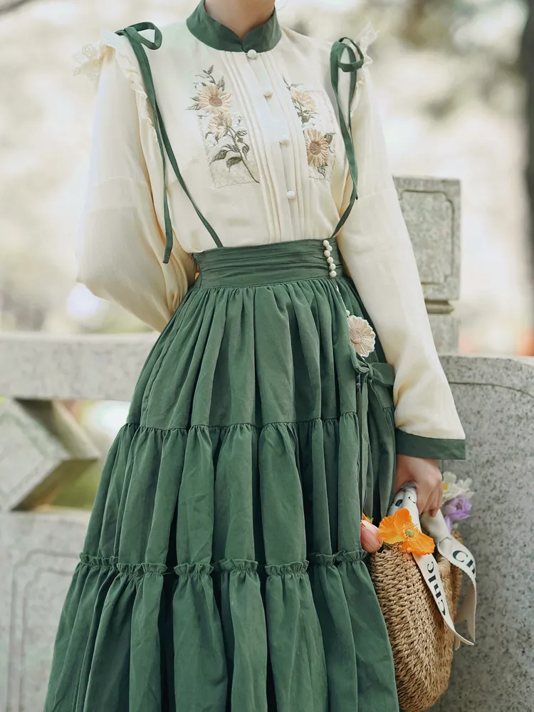 green plaid skater dress Plaid Green Turndown Collar Dress main image 0