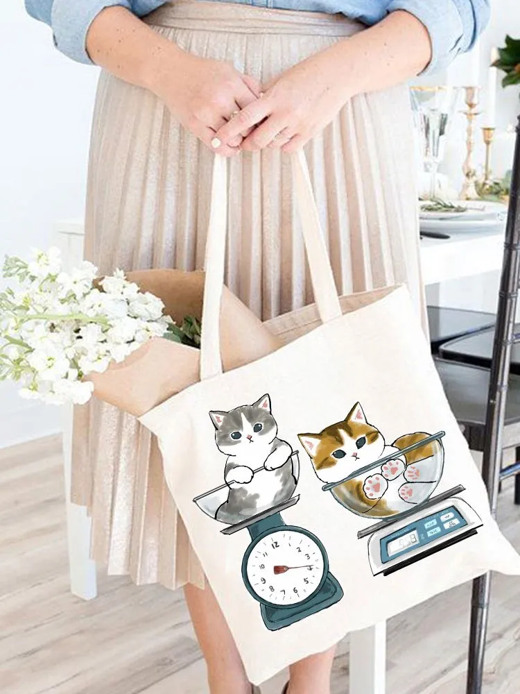DHgate Womens Designer Shoulder Bag Ladies Fabric Handbags Beach Cloth Summer Shopper Cat Shop Folding Canvas Tote Travel Bags Bags Luggage Accessories