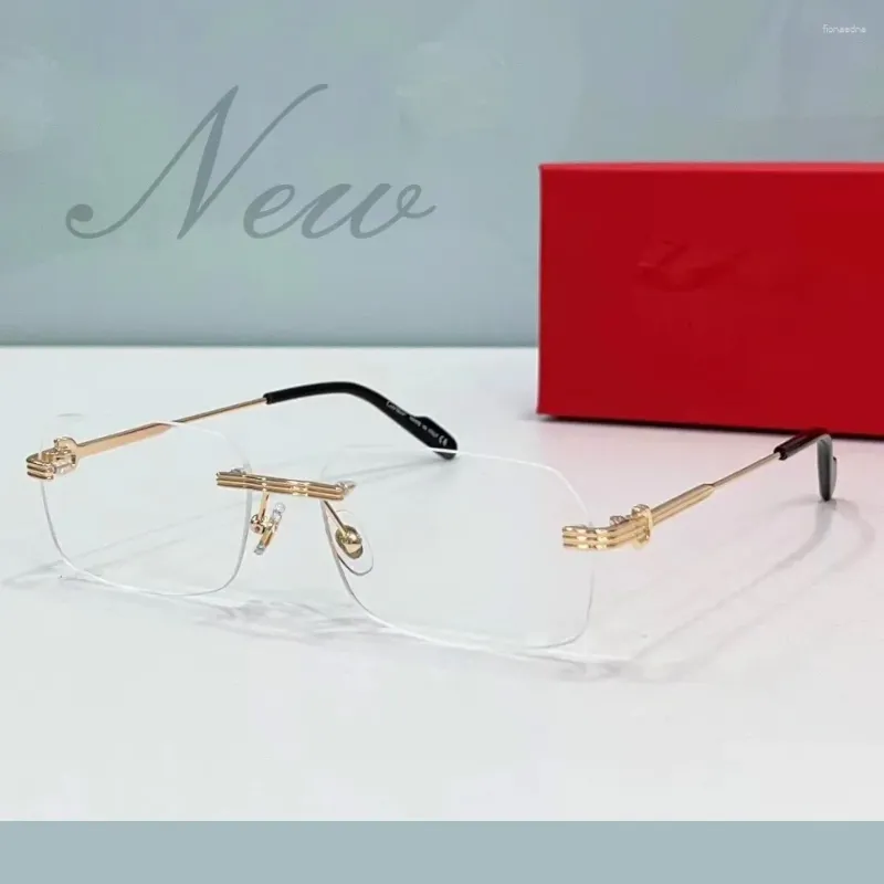 Sunglasses Frames Top Vintage Titanium Ultralight Rimless Women Men Glasses Frame Leopard Reading Elegant Business Eyewear
