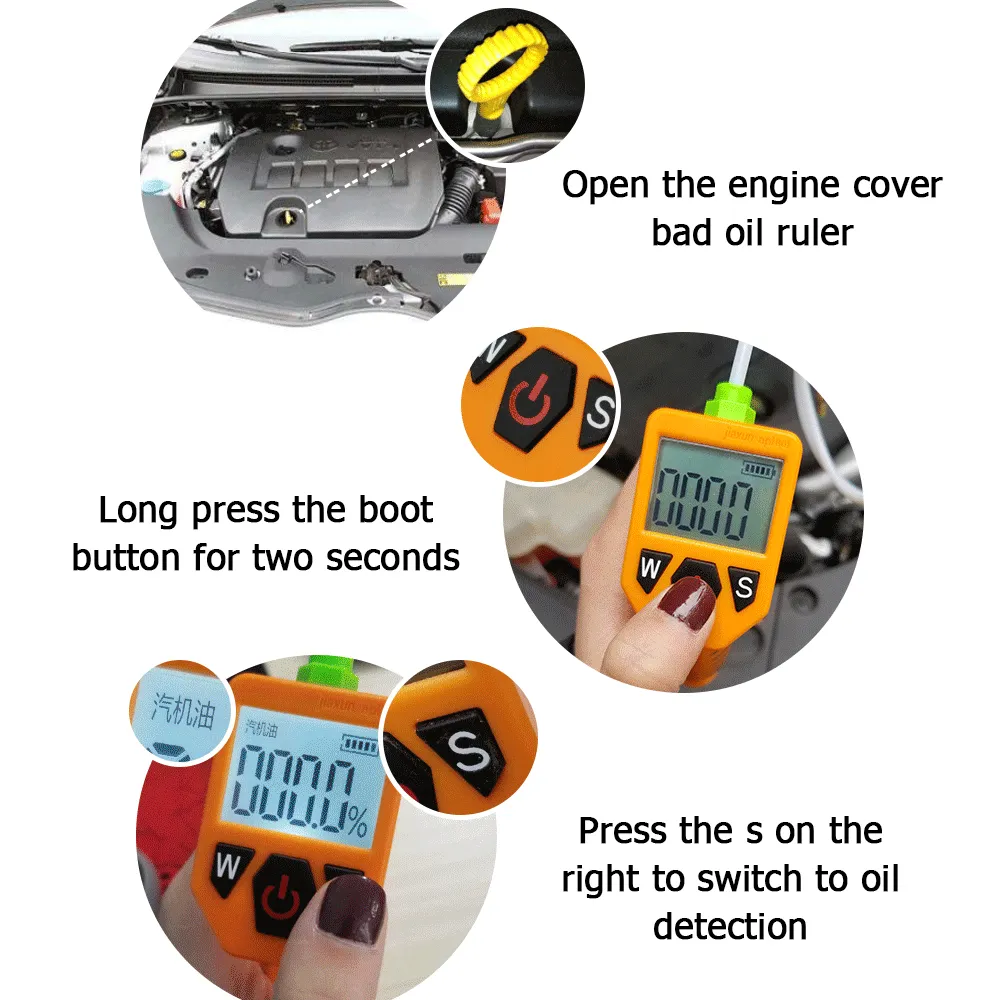 AS503 Motorölqualitätstester, Motoröl-Qualitätsprüfer für Benzin & Diesel, Motoröltester mit Hochpräziser Sonde, Transmissions- und