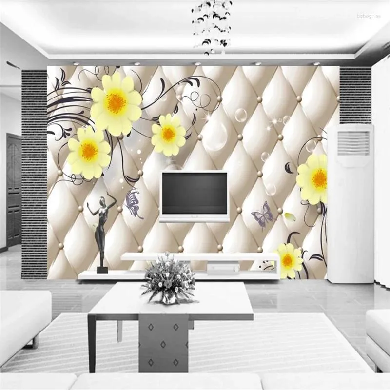 Tapeten Wellyu Papel De Parede Benutzerdefinierte Tapete 3D Weiche Tasche Blume Hochwertige Kleine Blumen Hintergrund Wandmalerei