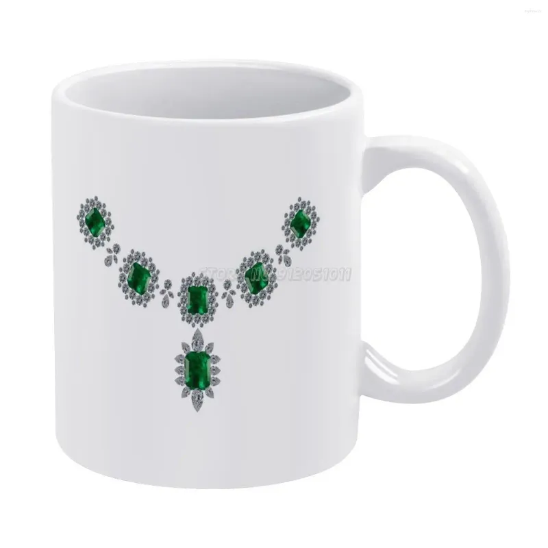 Mugs Grand Vladimir i wisiorek biały kubek Ceramiczny Diamond Bling Liz Taylor Burton Rosyjski szmaragd Gre