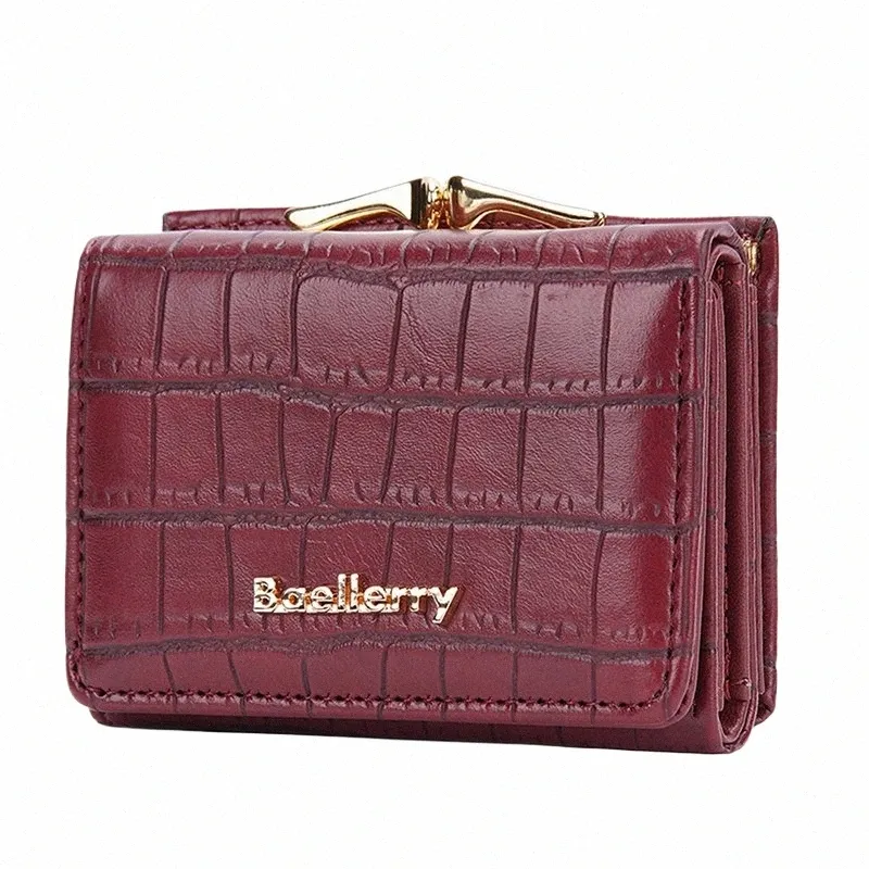 Baellerry New Women Short Wallet Brand Card Holder Simple Coin Pocket Högkvalitativ kvinnlig handväska Krokodilmönster Kvinnor Wallet 962K#