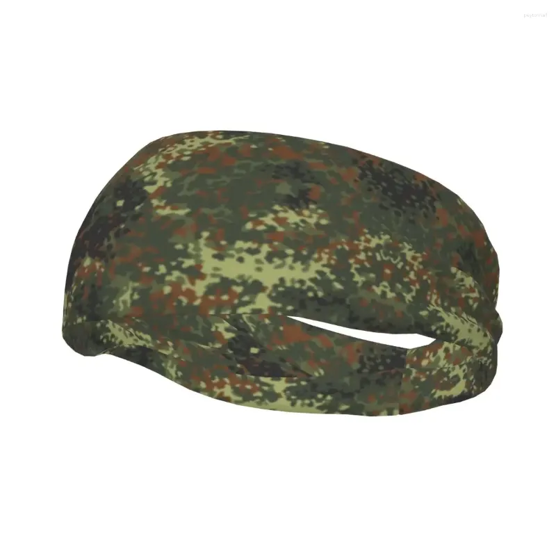 Berets Personalizado Flecktarn Camo Sweatband Homens Mulheres Umidade Wicking Militar Exército Camuflagem Treino Headband para Yoga