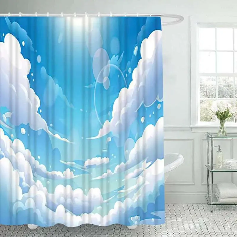 Douchegordijnen Cartoon Anime Stijl Fantasie Land Badkamer Frabic Waterdicht Polyester Badgordijn Met Haken