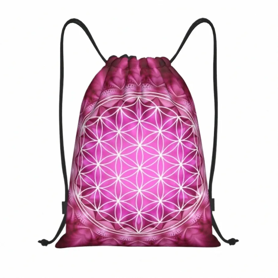 fr of Life Drawstring Backpack Women Men Gym SportSackpackポータブル神聖な幾何学マンダラトレーニングバッグ袋M90J＃