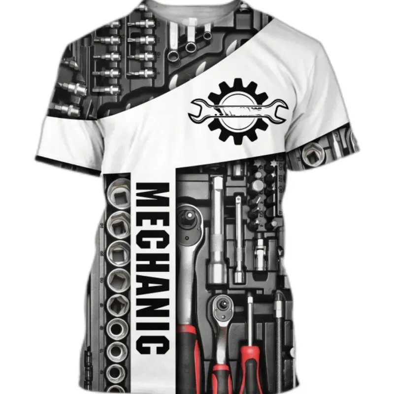 Mens Vintage Custom-Name Mechanic 3D Print T-shirt