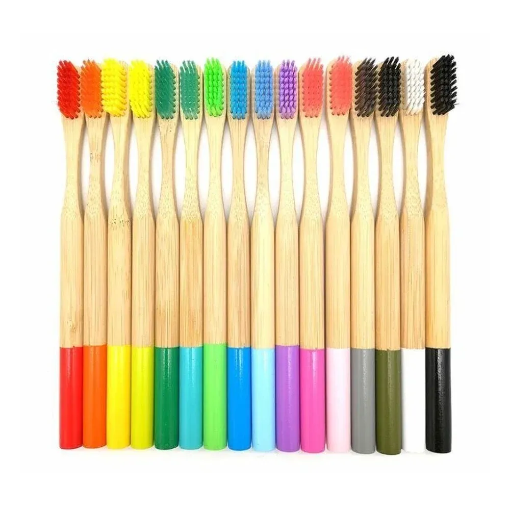 Heads 10PCS Adult/Kid Environmental Bamboo Charcoal Toothbrush for Oral Care Teeth Cleaning Eco Friendly Wooden Soft Bristle No Box