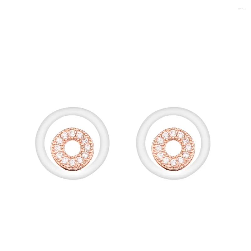 Stud Earrings Authentic 925 Sterling Silver Earring Signature Two-tone Circles For Women Jewelry Ear Brincos