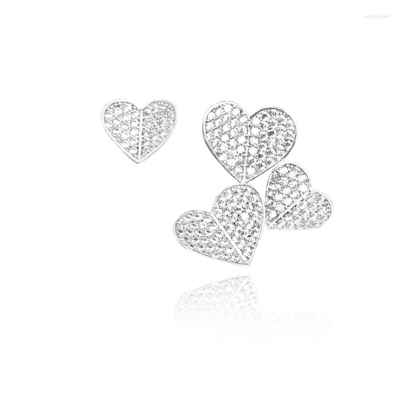 Studörhängen trendig paljett Big Heart for Women Girls Jewely Chic 925 Sterling Silver Asymmetrical Love Jewellery