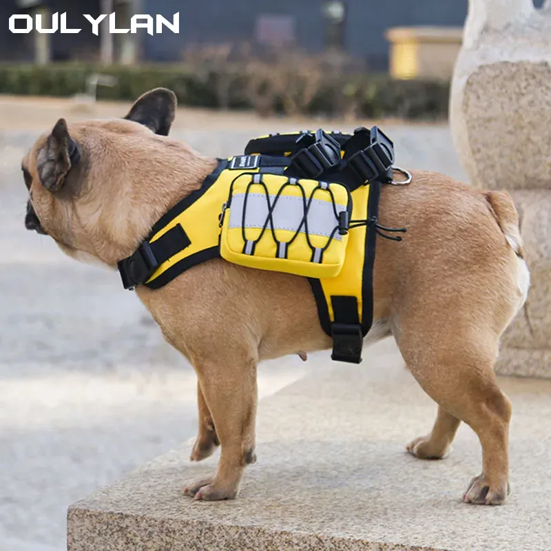 バッグoulylan中程度の小さな犬用の新しいペット犬のバックパック屋外散歩フードラックサック犬ハーネス軍事戦術犬バッグ