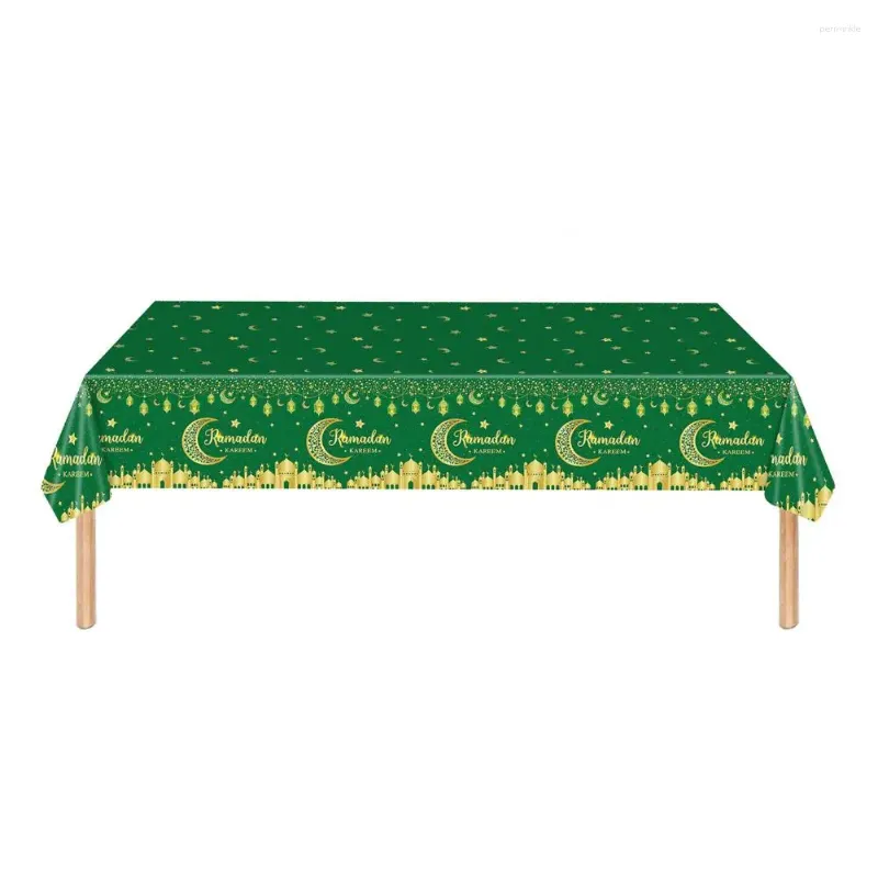 Mantel de mesa Ramadán, mantel de fiesta Eid Moon Star para decoraciones, cubierta rectangular de plástico Mubarak