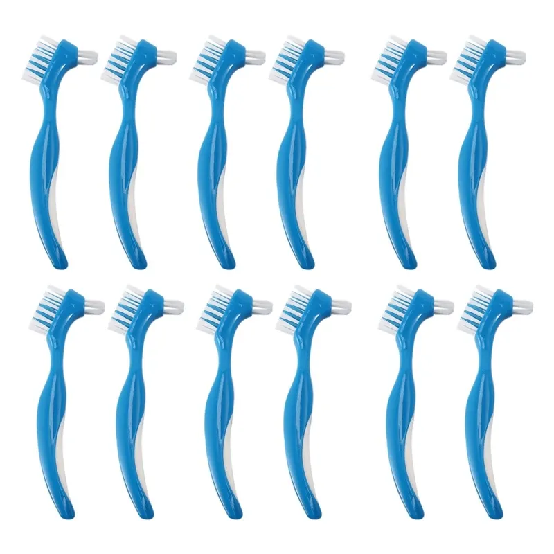 Paquet de 12 brosses à dents brosse de nettoyage de prothèse dure brosse à dents fausses brosse à dents