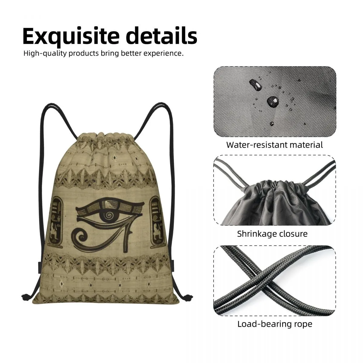 Eye of Horus Drawstring Bag - Ancient Egypt Gym Sackpack for 