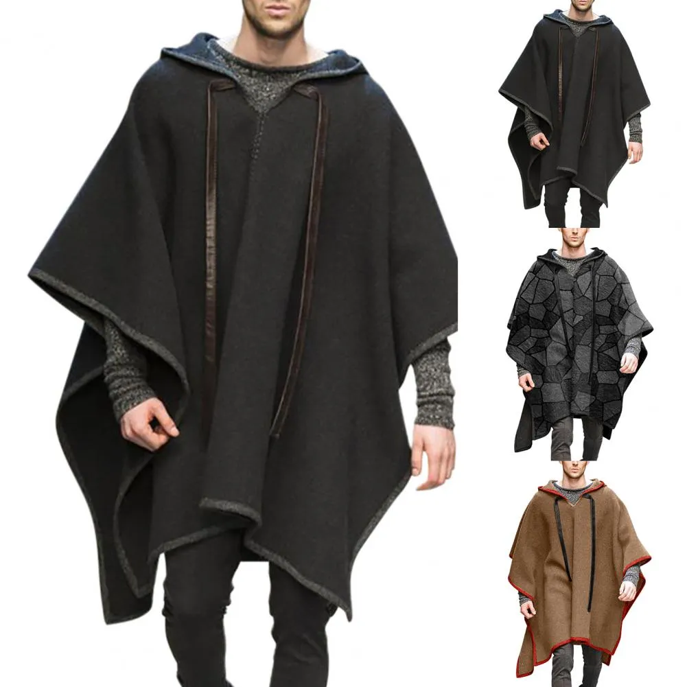 L'Or ロル Irregular hem Cape Coat Men's Solid Colours Trench Coat Casual Cape Cloak Irregular