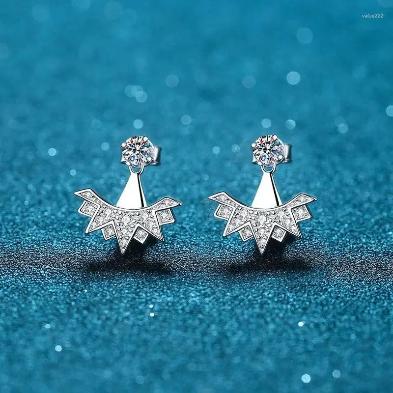 Studörhängen Boeycjr 925 Silver 2 Ways Design 0.894ct D Color Moissanite VVS Fine Jewelry Diamond Earring for Women