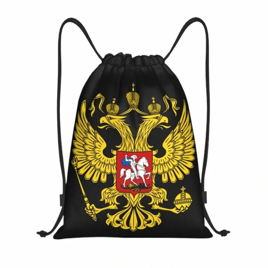 Armoiries de la Russie Sacs à dos à cordon de serrage Femmes Hommes Léger Empire russe Gym Sports Sackpack Sacs pour boutique b43K #