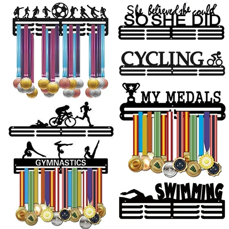 Racks Medal Wall Hooks Multi Style Hanging Holder Rack Hanger Bracket Office Decor Iron Triathlon Running Sport Challenge Home