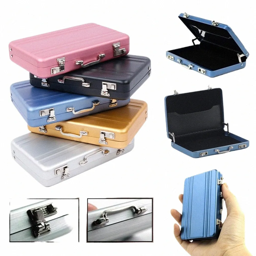 1pcs Titulaire de la carte en aluminium Hommes Métal Busin ID Carte de crédit Mini Valise Carte bancaire Boîte Femmes Fi Bijoux Organisateur b8pF #