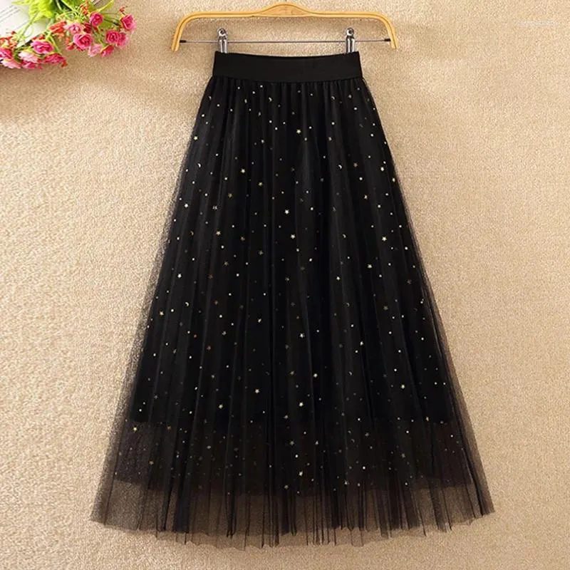 Skirts In The Spring Of 2024 Long Dress Black Pleated Skirt Large Yards Wave Light Net Veil