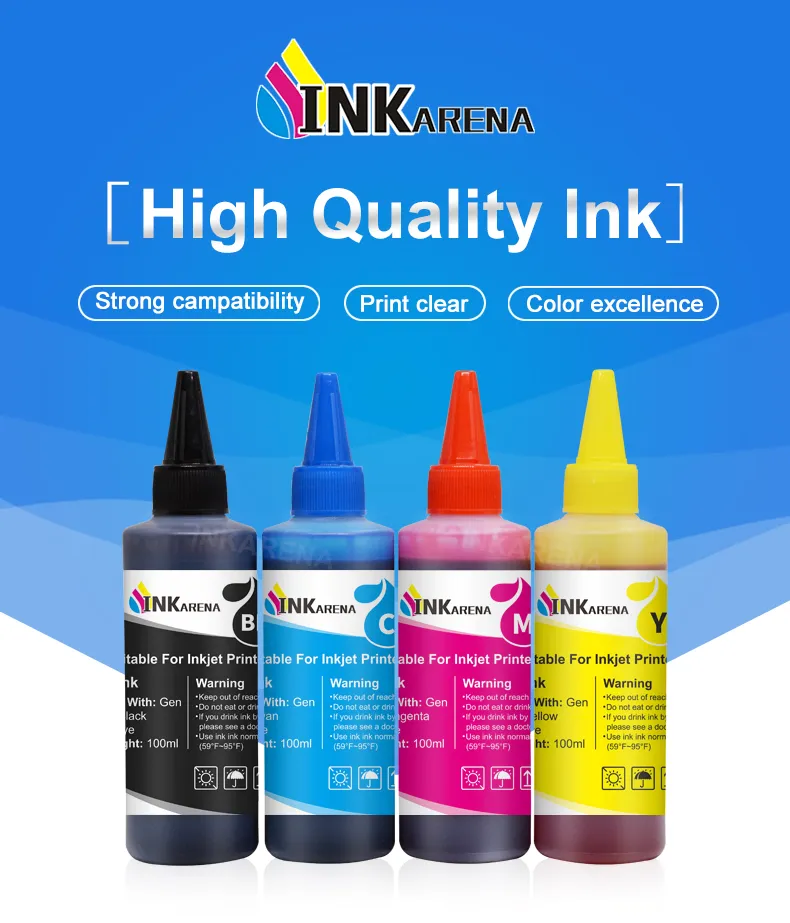 Refiller Ink Design INKARENA 100ml Printer Ink Refill Kit for HP 21 22 301 302 304 121 122 ...