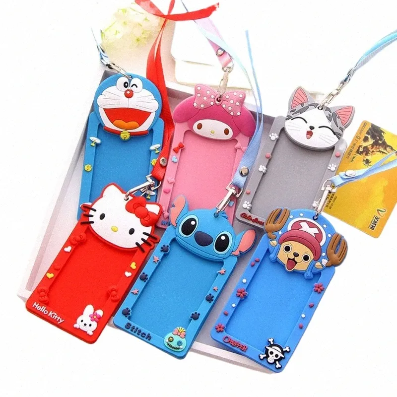 cute Carto Silice Card ID Holder Credit Card Bus Card Case Key Holder Ring Lage Tag Creative Trinket Wholesale B6Et#
