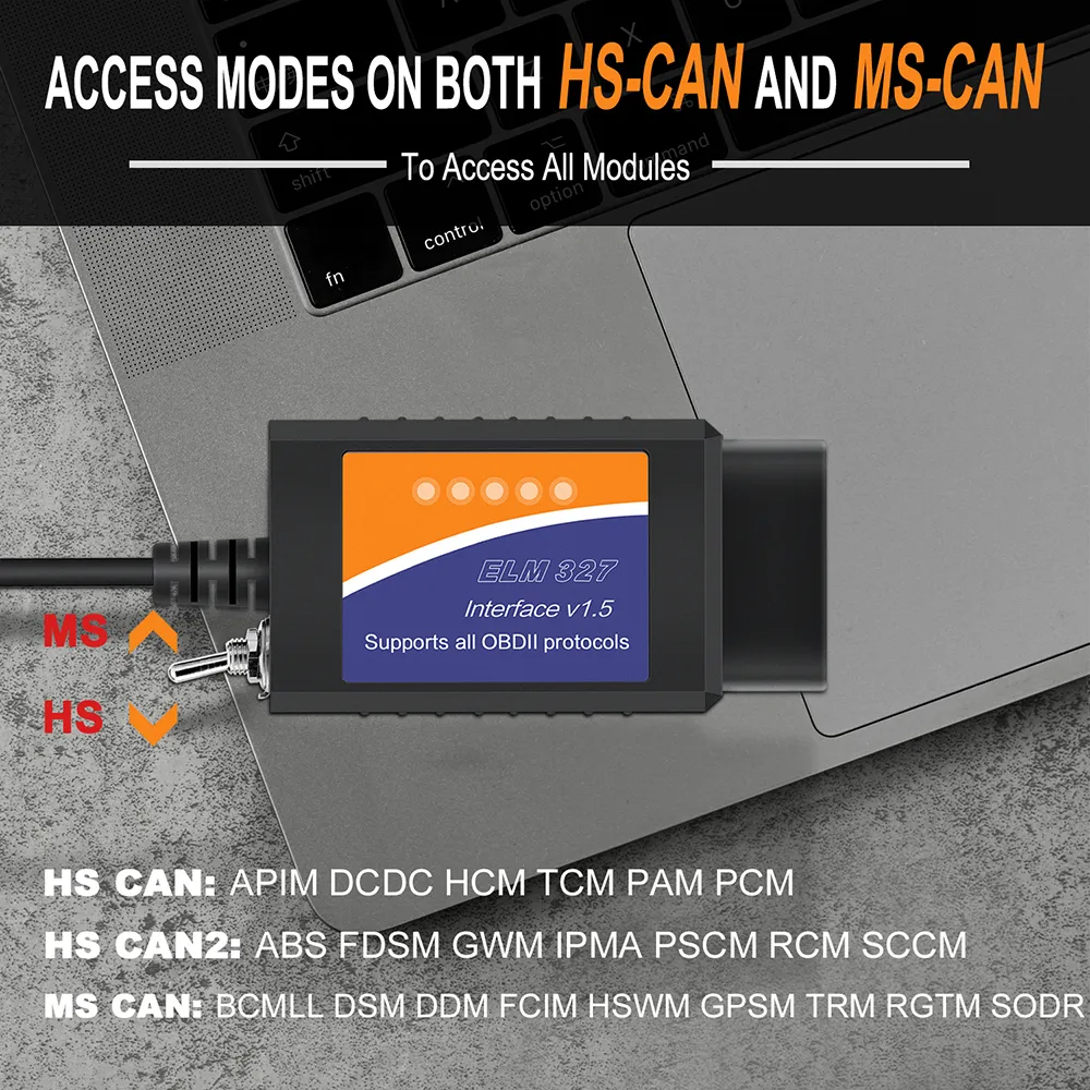 ELM327 USB OBD2 Scanner V1.5 Supports HS MS CAN... From Ddmydec, $56.09 ...